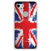 DistinctInk® Clear Shockproof Hybrid Case for Apple iPhone / Samsung Galaxy / Google Pixel - Red White Blue British Flag Graffiti