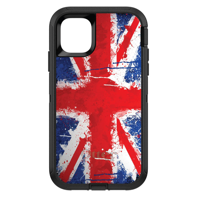 DistinctInk™ OtterBox Defender Series Case for Apple iPhone / Samsung Galaxy / Google Pixel - Red White Blue British Flag Graffiti