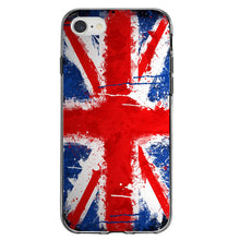 DistinctInk® Clear Shockproof Hybrid Case for Apple iPhone / Samsung Galaxy / Google Pixel - Red White Blue British Flag Graffiti