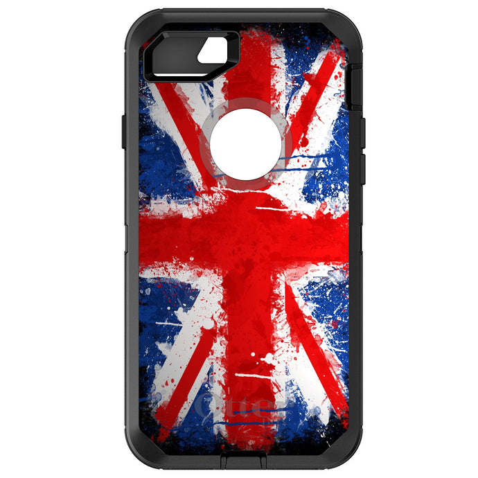 DistinctInk™ OtterBox Defender Series Case for Apple iPhone / Samsung Galaxy / Google Pixel - Red White Blue British Flag Graffiti
