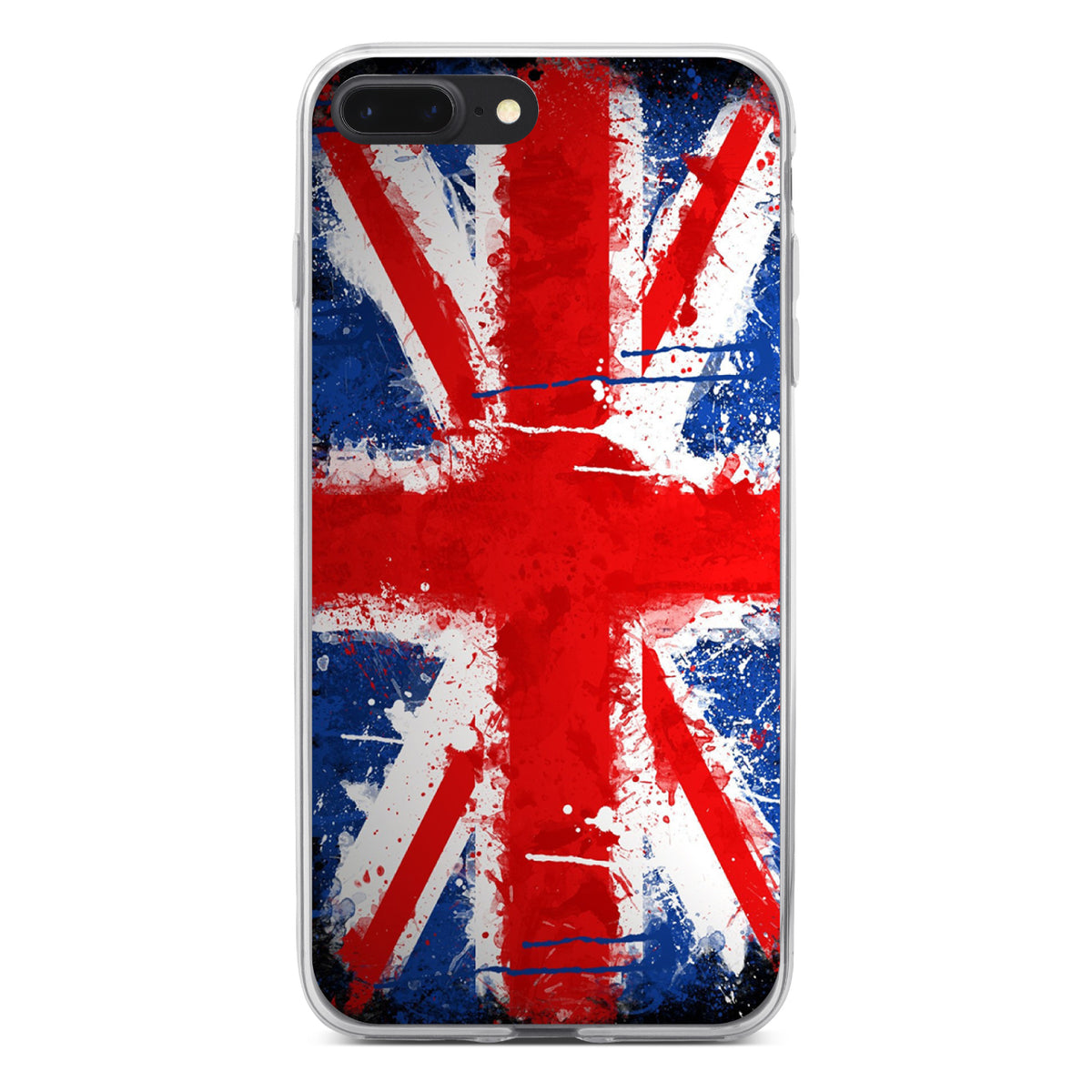 Red White Blue British Flag Graffiti Clear Shockproof iPhone Case, view 6