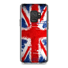 DistinctInk® Clear Shockproof Hybrid Case for Apple iPhone / Samsung Galaxy / Google Pixel - Red White Blue British Flag Graffiti