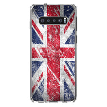 DistinctInk® Clear Shockproof Hybrid Case for Apple iPhone / Samsung Galaxy / Google Pixel - Red White Blue British Flag Weathered