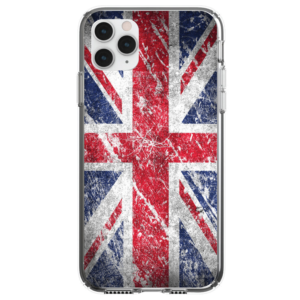 Red White Blue British Flag Weathered Clear Shockproof iPhone Case