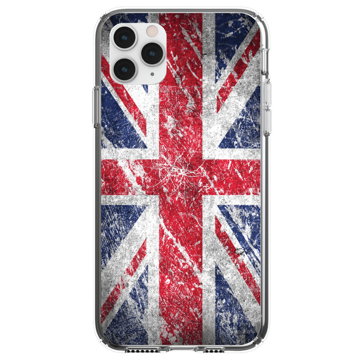 Red White Blue British Flag Weathered Clear Shockproof iPhone Case