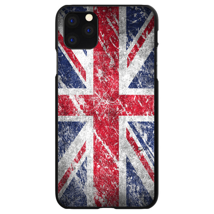 DistinctInk® Hard Plastic Snap-On Case for Apple iPhone or Samsung Galaxy - Red White Blue British Flag Weathered