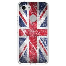 DistinctInk® Clear Shockproof Hybrid Case for Apple iPhone / Samsung Galaxy / Google Pixel - Red White Blue British Flag Weathered
