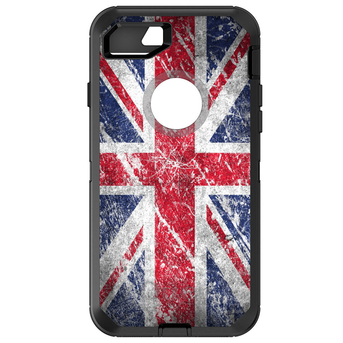DistinctInk™ OtterBox Defender Series Case for Apple iPhone / Samsung Galaxy / Google Pixel - Red White Blue British Flag Weathered