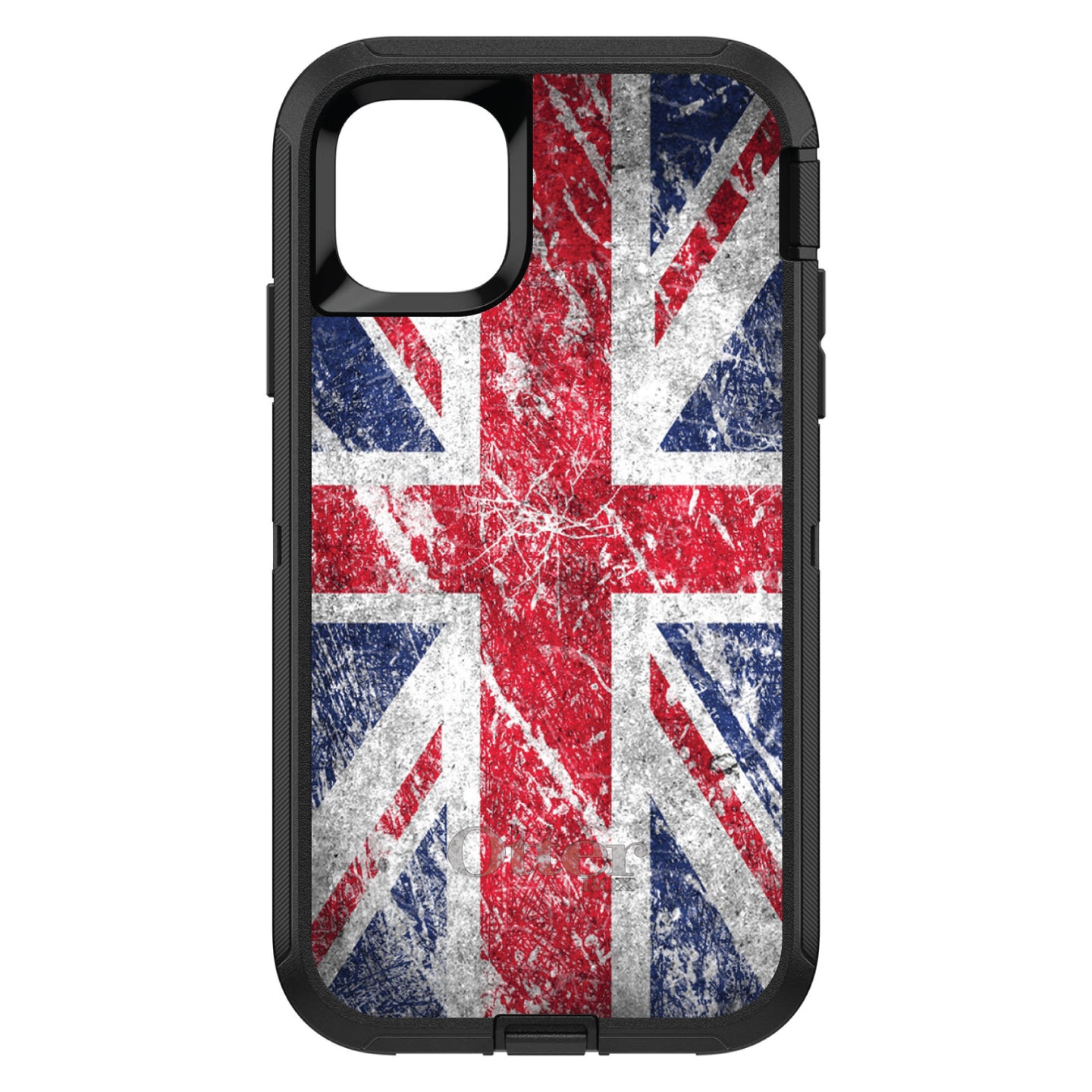 DistinctInk™ OtterBox Defender Series Case for Apple iPhone / Samsung Galaxy / Google Pixel - Red White Blue British Flag Weathered