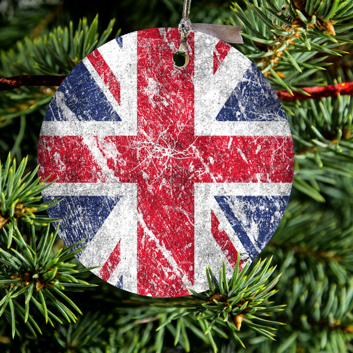 Red White Blue British Flag Weathered Ceramic Ornament, view 2