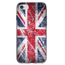 DistinctInk® Clear Shockproof Hybrid Case for Apple iPhone / Samsung Galaxy / Google Pixel - Red White Blue British Flag Weathered