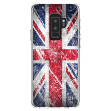 DistinctInk® Clear Shockproof Hybrid Case for Apple iPhone / Samsung Galaxy / Google Pixel - Red White Blue British Flag Weathered