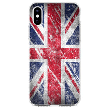 DistinctInk® Clear Shockproof Hybrid Case for Apple iPhone / Samsung Galaxy / Google Pixel - Red White Blue British Flag Weathered