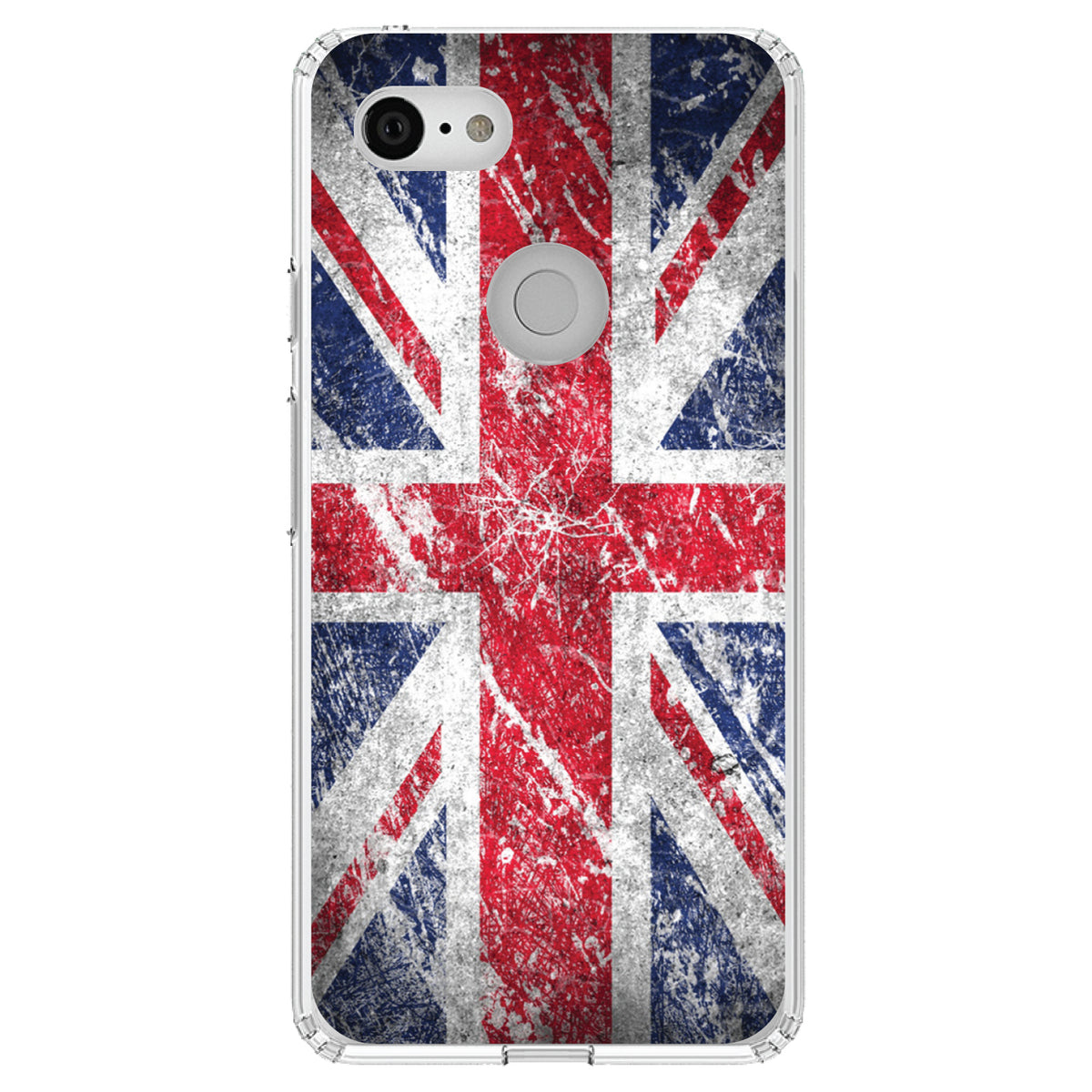 Red White Blue British Flag Weathered Clear Shockproof iPhone Case, view 21