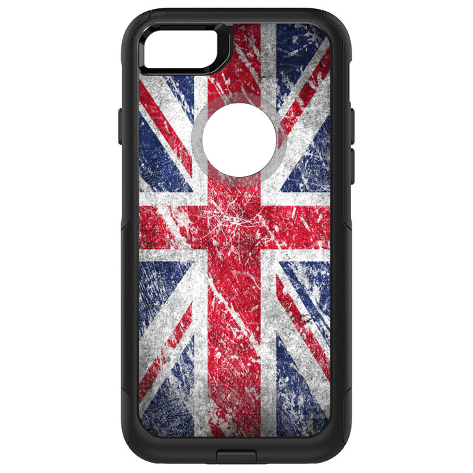 DistinctInk OtterBox Commuter Series Case for Apple iPhone or Samsung Galaxy - Red White Blue British Flag Weathered