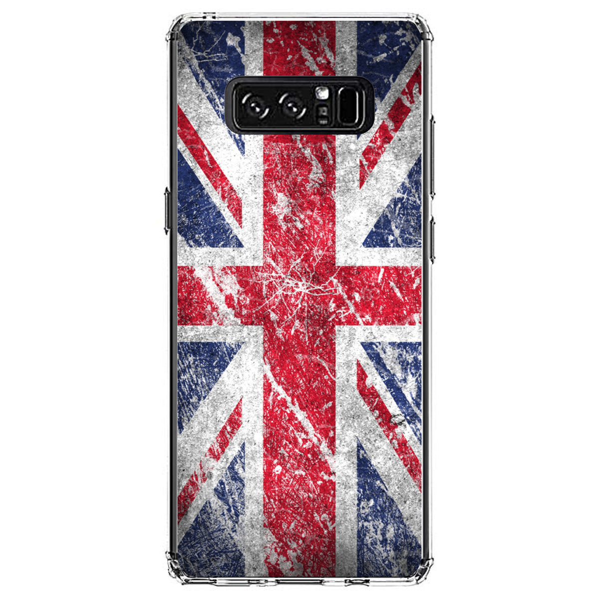 Red White Blue British Flag Weathered Clear Shockproof iPhone Case, view 12