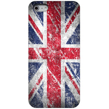 DistinctInk® Hard Plastic Snap-On Case for Apple iPhone or Samsung Galaxy - Red White Blue British Flag Weathered
