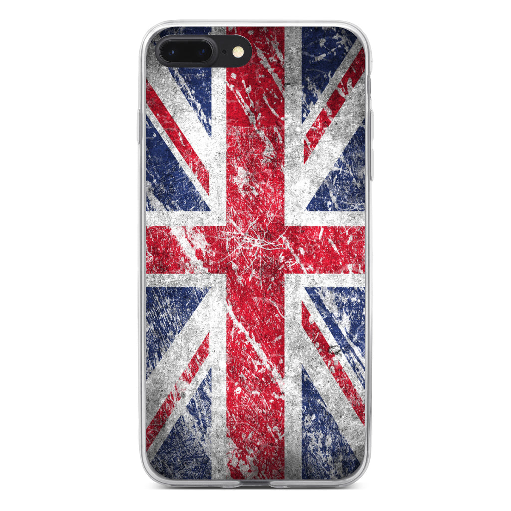 Red White Blue British Flag Weathered Clear Shockproof iPhone Case, view 6