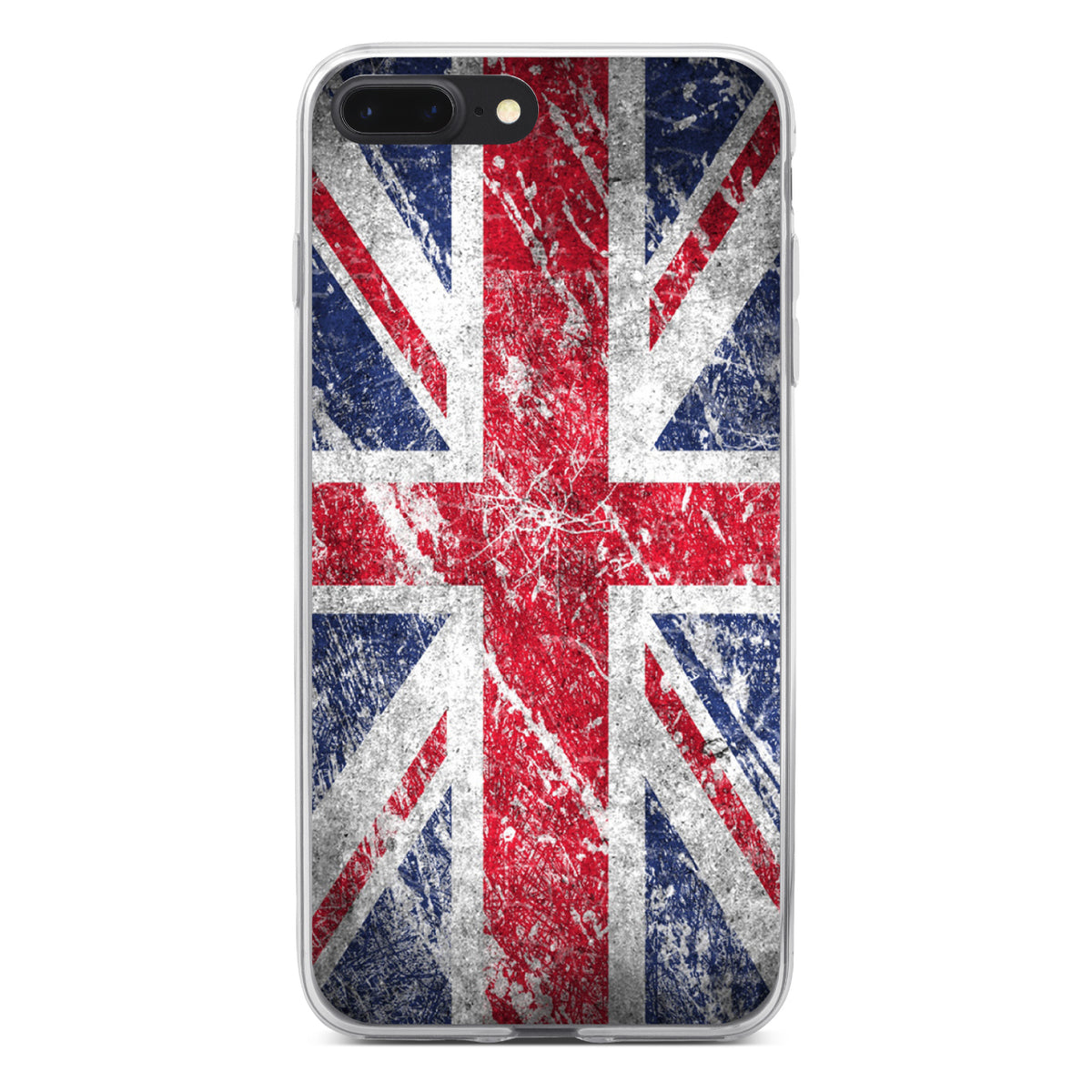 Red White Blue British Flag Weathered Clear Shockproof iPhone Case, view 6