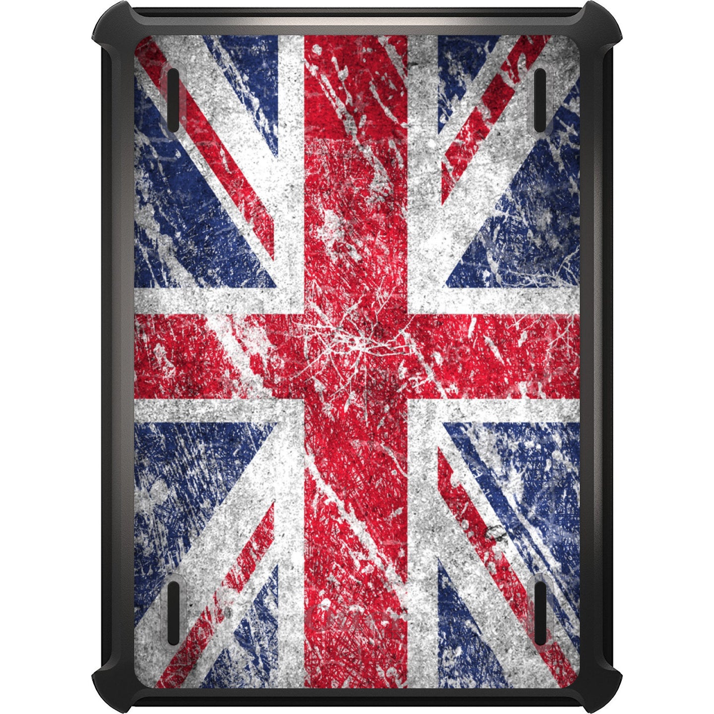 DistinctInk™ OtterBox Defender Series Case for Apple iPad / iPad Pro / iPad Air / iPad Mini - Red White Blue British Flag Weathered