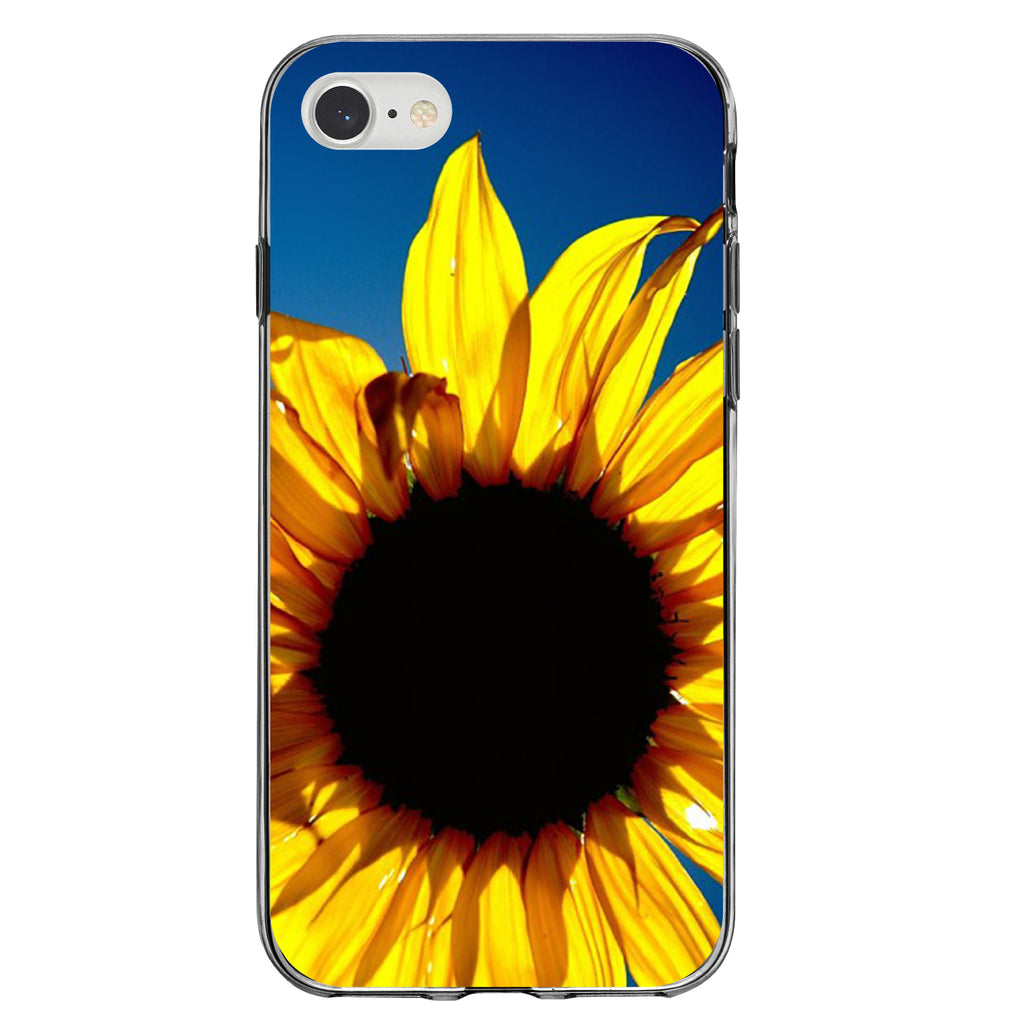 Blue Yellow Sunflower Sky Clear Shockproof iPhone Case, view 5