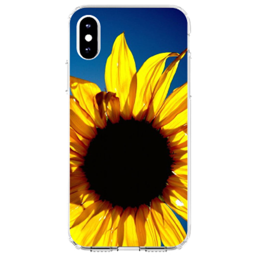 Blue Yellow Sunflower Sky Clear Shockproof iPhone Case, view 3