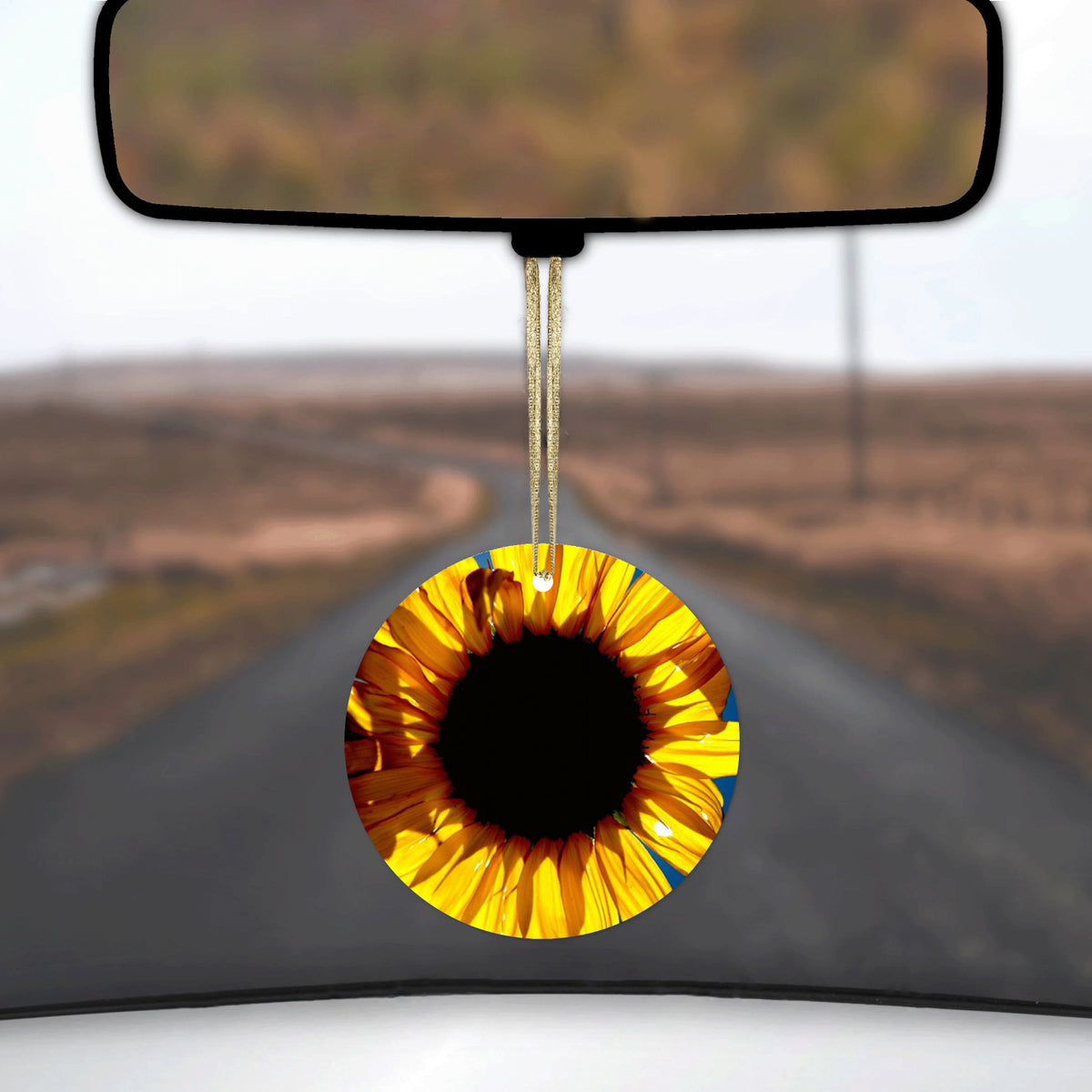 Blue Yellow Sunflower Sky Ceramic Ornament, view 3