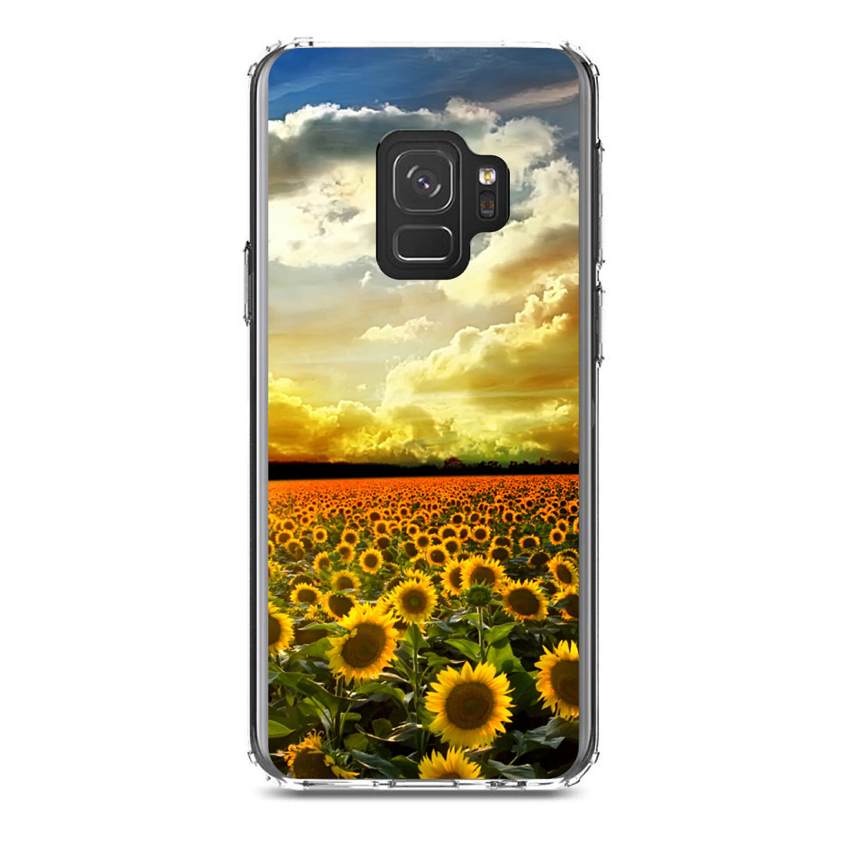Green Blue Yellow Sunflowers Clear Shockproof iPhone Case, view 19