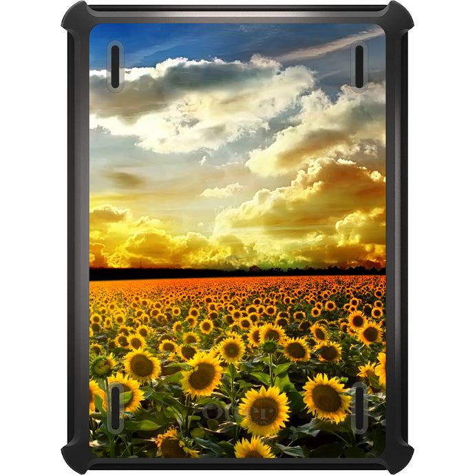 DistinctInk™ OtterBox Defender Series Case for Apple iPad / iPad Pro / iPad Air / iPad Mini - Green Blue Yellow Sunflowers