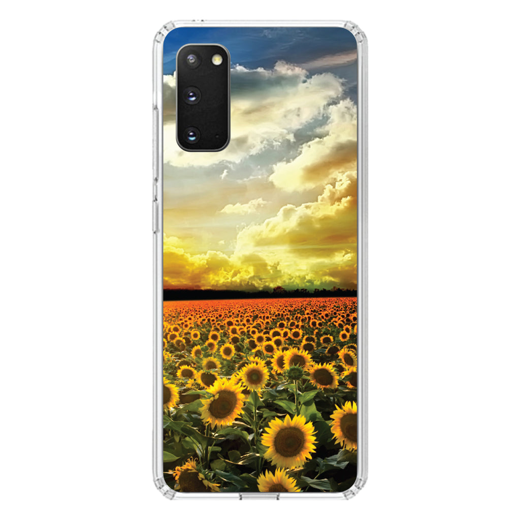 Green Blue Yellow Sunflowers Clear Shockproof iPhone Case, view 13
