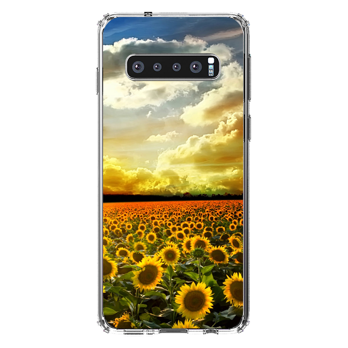Green Blue Yellow Sunflowers Clear Shockproof iPhone Case, view 17