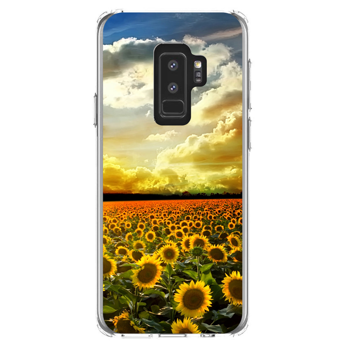 Green Blue Yellow Sunflowers Clear Shockproof iPhone Case, view 20