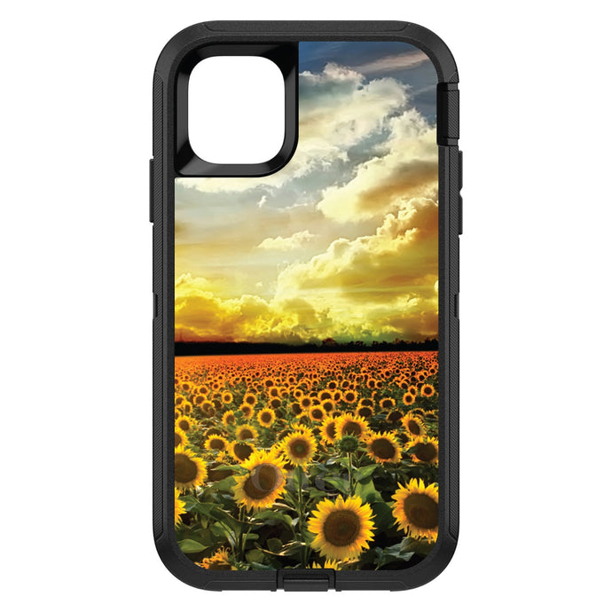 DistinctInk™ OtterBox Defender Series Case for Apple iPhone / Samsung Galaxy / Google Pixel - Green Blue Yellow Sunflowers