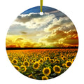 Green Blue Yellow Sunflowers Ceramic Ornament