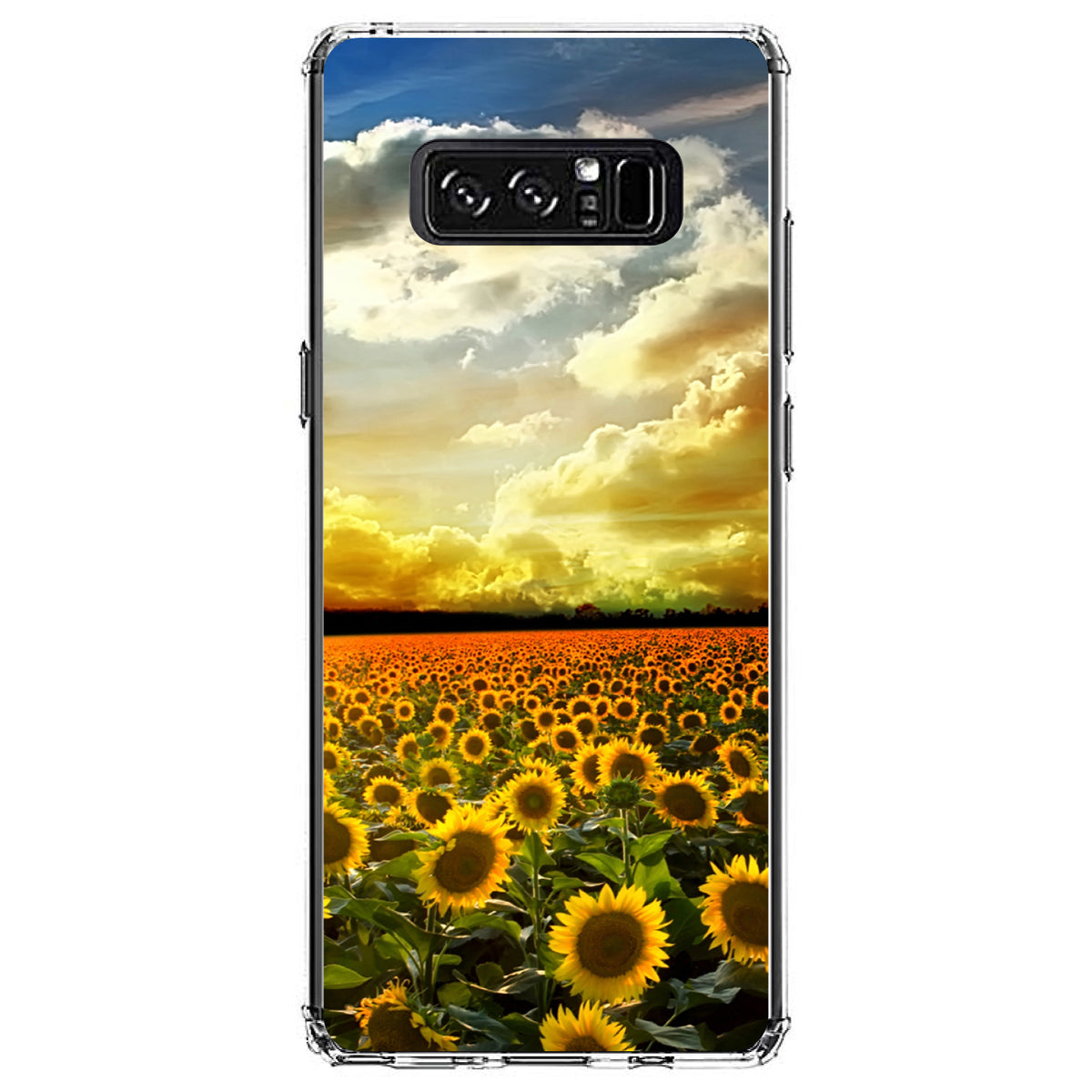 Green Blue Yellow Sunflowers Clear Shockproof iPhone Case, view 12