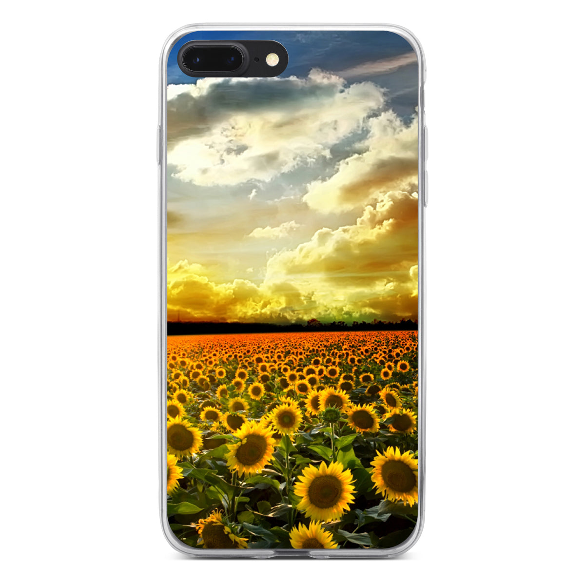Green Blue Yellow Sunflowers Clear Shockproof iPhone Case, view 6