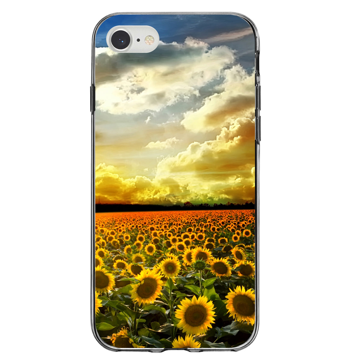 Green Blue Yellow Sunflowers Clear Shockproof iPhone Case, view 5