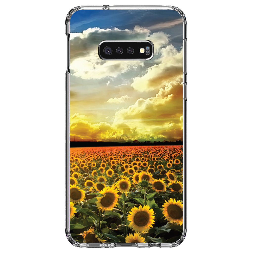 Green Blue Yellow Sunflowers Clear Shockproof iPhone Case, view 18