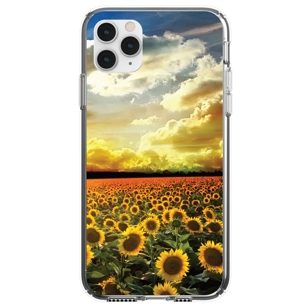 Green Blue Yellow Sunflowers Clear Shockproof iPhone Case