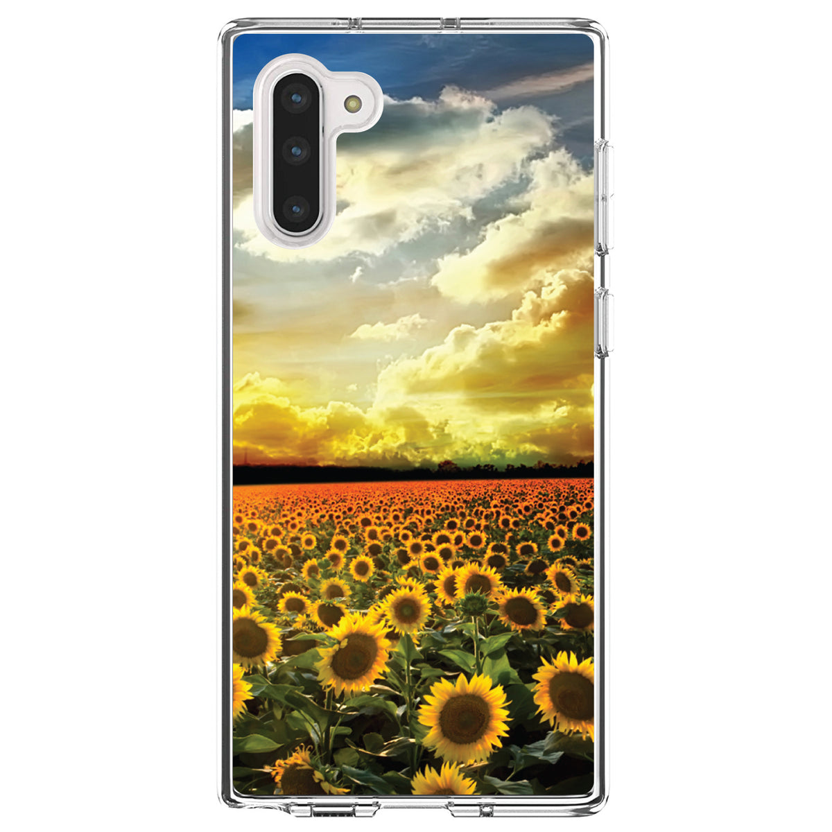 Green Blue Yellow Sunflowers Clear Shockproof iPhone Case, view 9