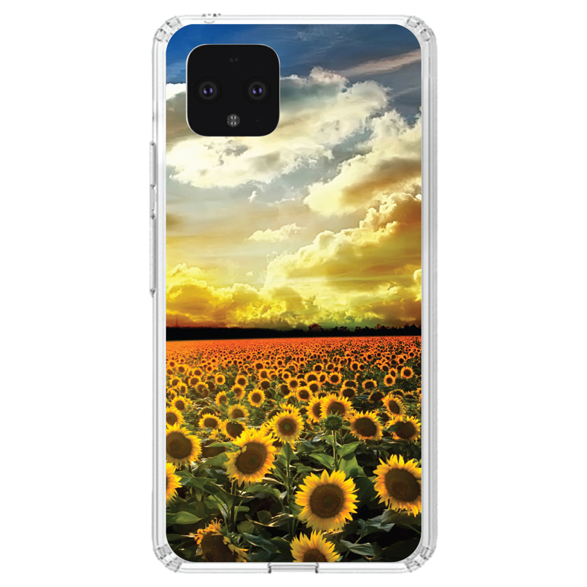 Green Blue Yellow Sunflowers Clear Shockproof iPhone Case, view 24
