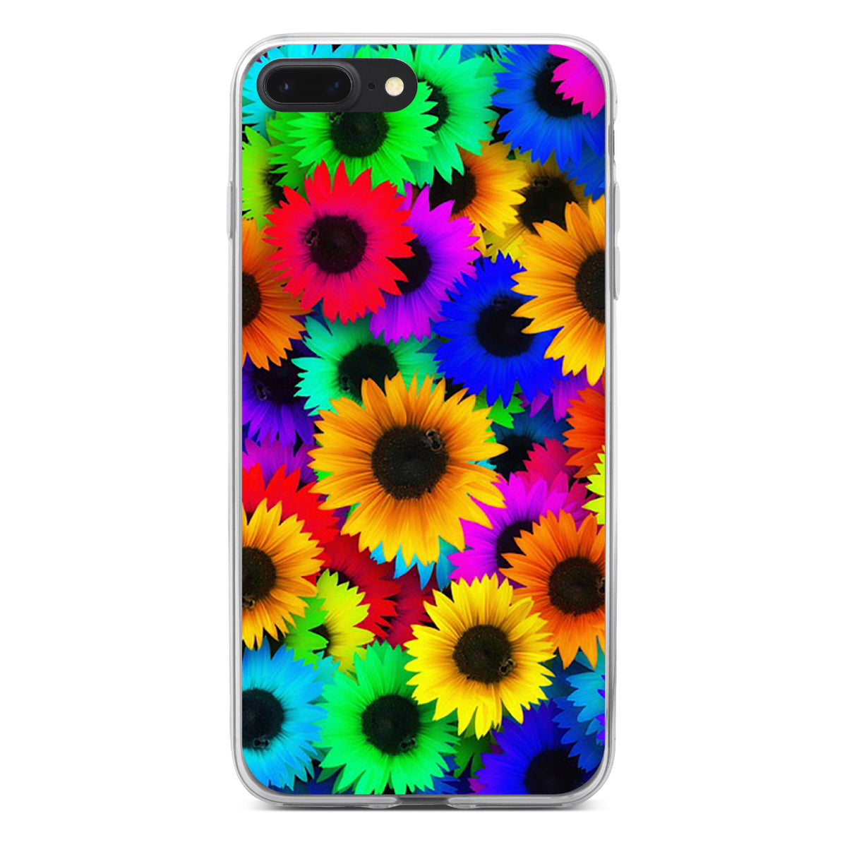 Red Green Yellow Sunflowers Clear Shockproof iPhone Case, view 6