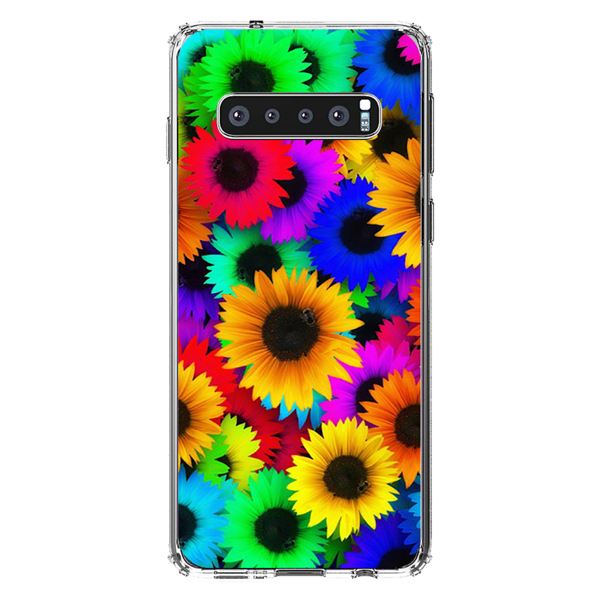 Red Green Yellow Sunflowers Clear Shockproof iPhone Case, view 17