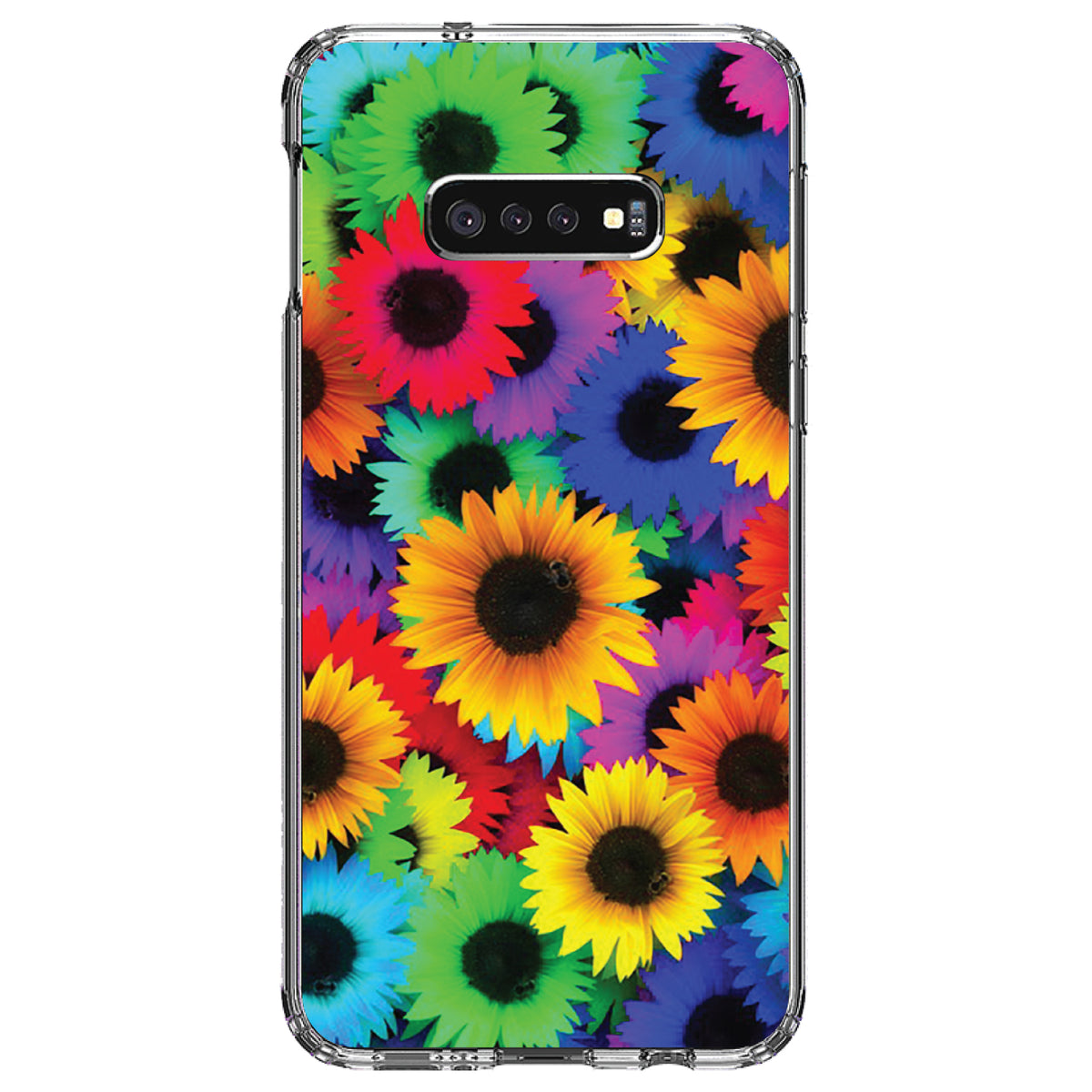 Red Green Yellow Sunflowers Clear Shockproof iPhone Case, view 18