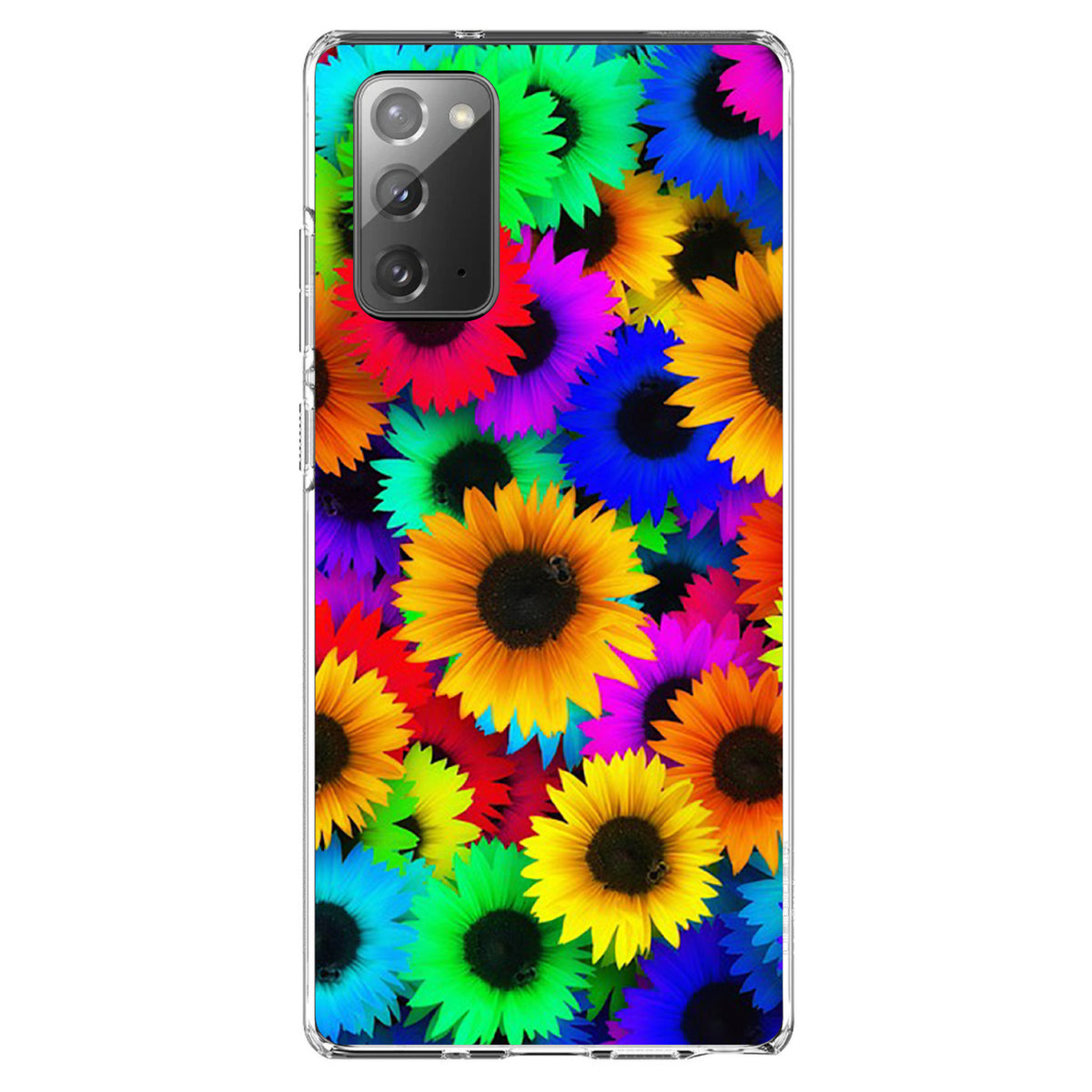 Red Green Yellow Sunflowers Clear Shockproof iPhone Case, view 8