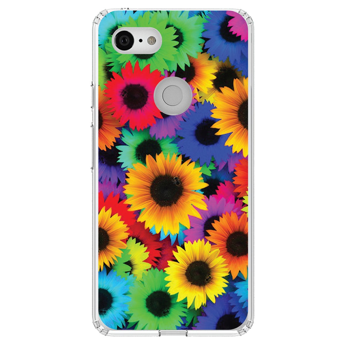 Red Green Yellow Sunflowers Clear Shockproof iPhone Case, view 21