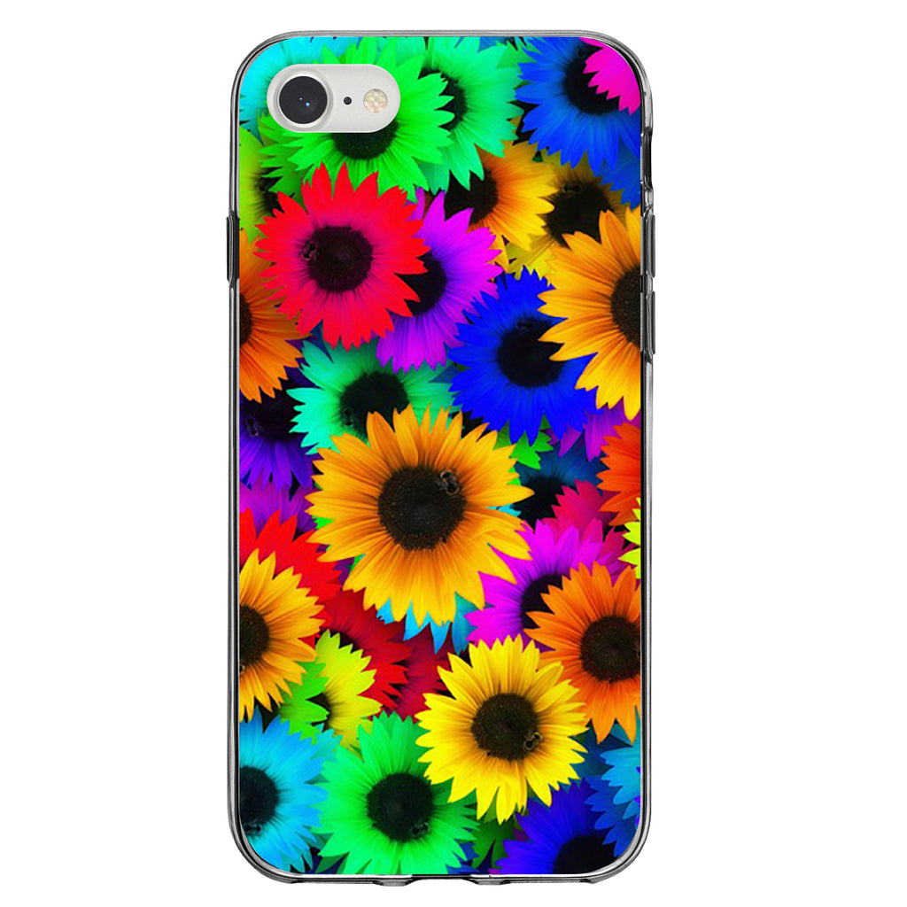 Red Green Yellow Sunflowers Clear Shockproof iPhone Case, view 5