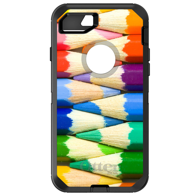 DistinctInk™ OtterBox Defender Series Case for Apple iPhone / Samsung Galaxy / Google Pixel - Rainbow Colored Pencils