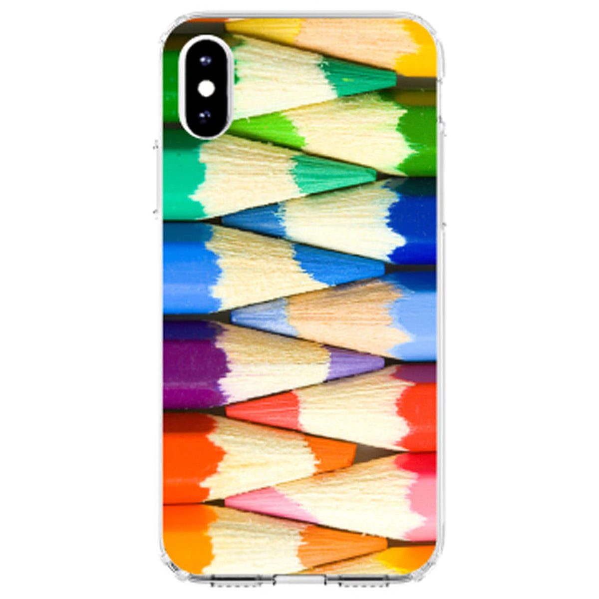 Rainbow Colored Pencils Clear Shockproof iPhone Case, view 4