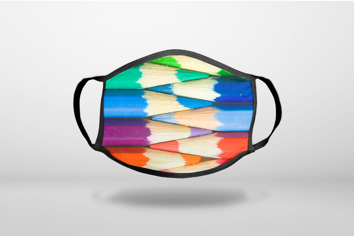 Rainbow Colored Pencils - 3-Ply Reusable Soft Face Mask Covering, Unisex, Cotton Inner Layer